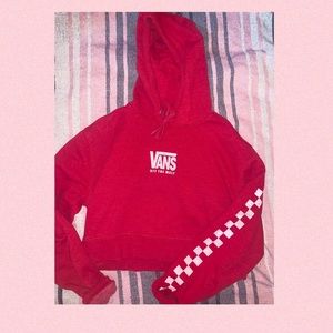 Vans Red Cropped Hoodie Checkered